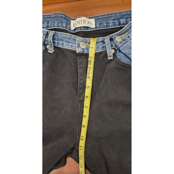 Edition Contrast Waist Jeans Black Denim Pants M/L 100% Cotton Y2K Style - Picture 14 of 15